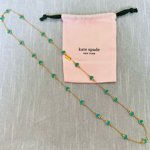 Kate Spade Gold “Spade to Spade” Long Necklace in Teal - Picture 2 of 5